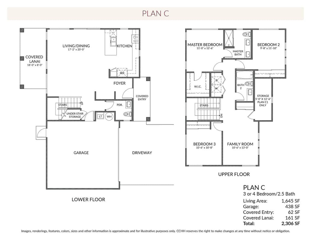 C Floor Plan 3-4 bed 2.5 bath 2306 sq ft